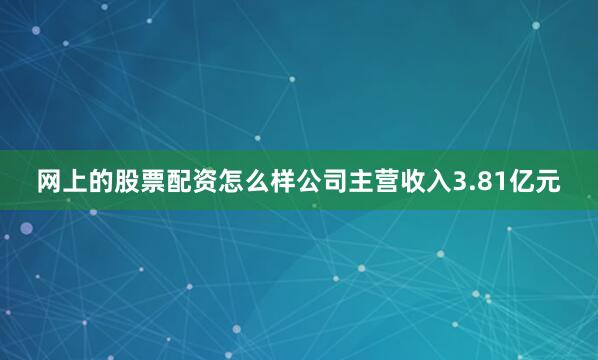 网上的股票配资怎么样公司主营收入3.81亿元